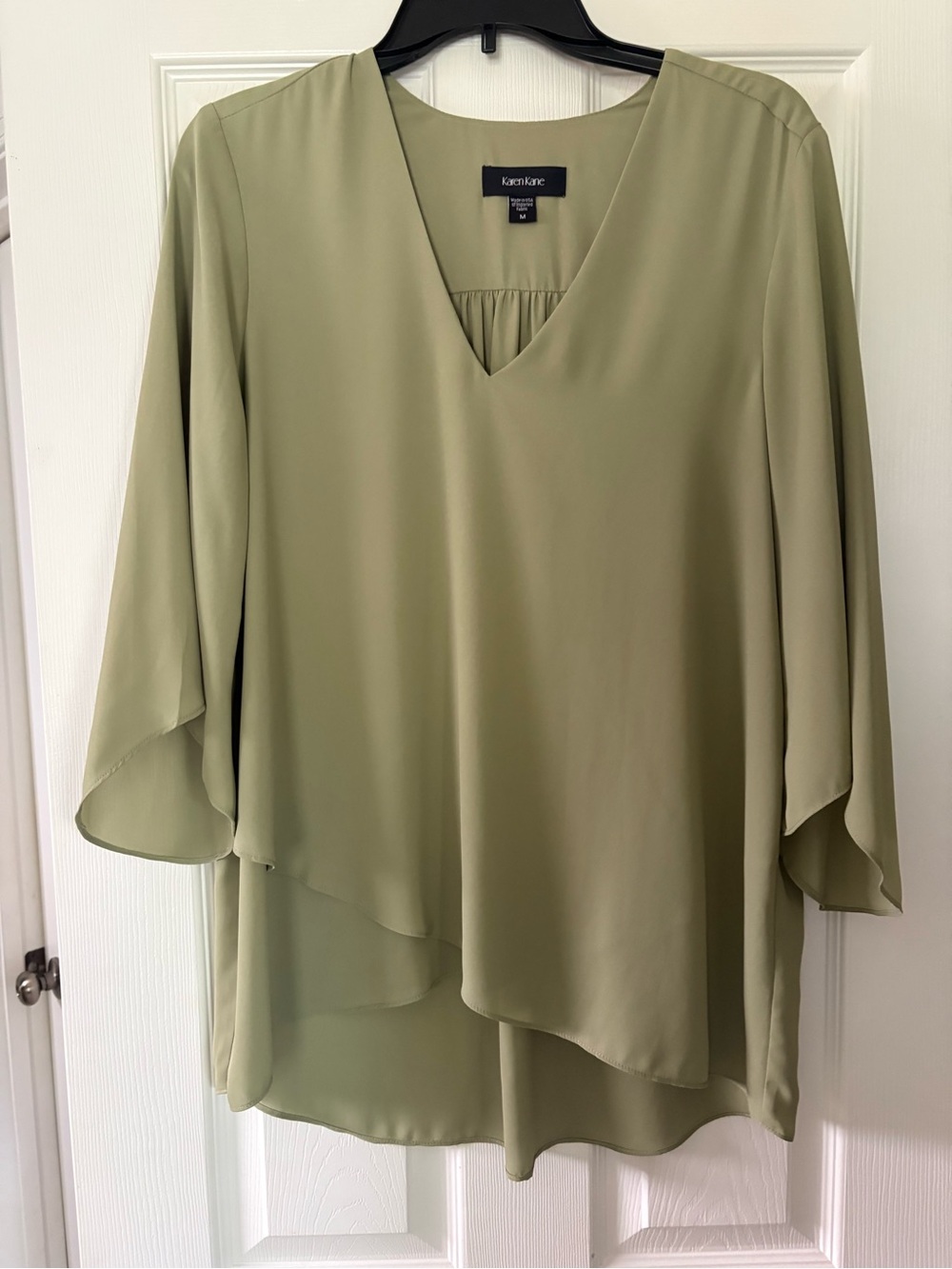 Karen Kane Olive Green Layered V-Neck Tunic